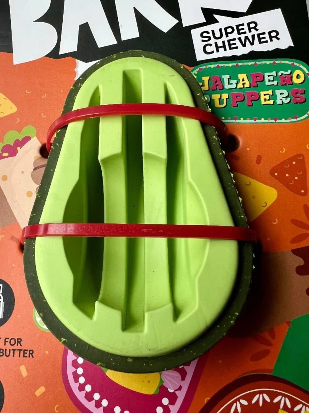 BARK Super Chewer Avacadoggo Dog Toy Avacado Small Rubber Treat Holding